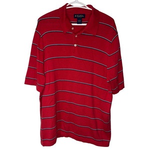 Brooks Brothers Pima Cotton Polo Shirt Men’s Large Red Stripes Breathable